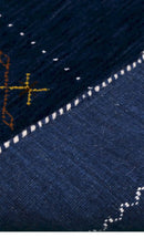Blue Wool Area Rug - Traditional Hand Loomed Tribal Border Design by The Rug Decor