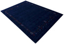 Blue Wool Area Rug - Hand Loomed Tribal Border Pattern Design by The Rug Decor