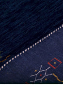 Blue Wool Area Rug - Hand Loomed Tribal Border Pattern Design by The Rug Decor