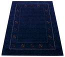Blue Wool Area Rug - Traditional Hand Loomed Tribal Border Design by The Rug Decor