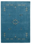 Blue Tribal Hand Loomed Wool Area Rug - Center Medallion Design by The Rug Decor