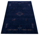 Blue Tribal Medallion Hand Loomed Wool Area Rug - Red and Yellow Geometric Patterns by The Rug Decor