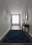 Blue Tribal Center Medallion Hand Loomed Wool Area Rug