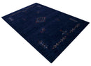 Blue Tribal Medallion Hand Loomed Wool Area Rug - Red and Yellow Geometric Patterns by The Rug Decor
