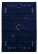 Blue Tribal Medallion Hand Loomed Wool Area Rug - Red and Yellow Geometric Patterns by The Rug Decor