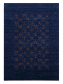 Wool Area Rug Hand Loomed Blue Tribal Geometric Design Pattern by The Rug Decor