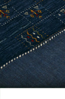 Wool Area Rug Hand Loomed Blue Tribal Geometric Design Pattern by The Rug Decor