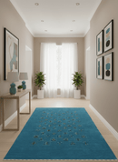 Blue Tribal Design Hand Loomed Wool Area Rug
