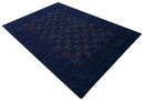 Wool Area Rug Hand Loomed Blue Tribal Geometric Design Pattern by The Rug Decor