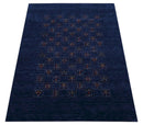 Wool Area Rug Hand Loomed Blue Tribal Geometric Design Pattern by The Rug Decor