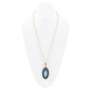 Stacked Blue Turquoise and Denim Golden Pendant Necklace