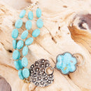 Blue Turquoise Flower Golden Toggle Bracelet