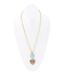 Blue Turquoise Flower Golden Necklace