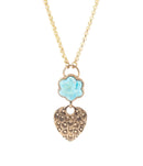 Blue Turquoise Flower Golden Necklace