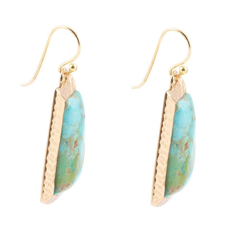 Blue Turquoise Jeweled Statement Golden Earrings