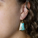 Blue Turquoise Jeweled Statement Golden Earrings