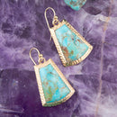 Blue Turquoise Jeweled Statement Golden Earrings