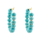 Blue Turquoise Magnesite Golden Hoop Earrings