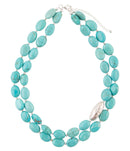 Blue Turquoise Magnesite Sterling Silver Strand Necklace