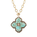 Blue Turquoise Maltese Golden Cross Pendant