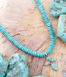 Blue Turquoise on the Cross Pendant Necklace