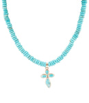 Blue Turquoise on the Cross Pendant Necklace