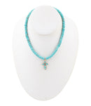 Blue Turquoise on the Cross Pendant Necklace