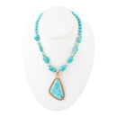 Blue Turquoise Triangle Golden Pendant Necklace