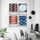 GobekUsa Blue Wave Japanese Abstract Print Poster