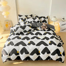 GobekUsa Blue White Blocking Print Bedding Set: Duvet Cover, Sheet, Pillowcases