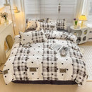GobekUsa Blue White Blocking Print Bedding Set: Duvet Cover, Sheet, Pillowcases