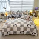 GobekUsa Blue White Blocking Print Bedding Set: Duvet Cover, Sheet, Pillowcases