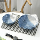 Blue & white ceramic marine life clamshell trays bedroom decor by Decorbites