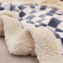 GobekUsa Double Layer Lamb Wool Checkered Blanket - Nordic Style Warm Bedspread