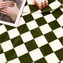 GobekUsa Double Layer Lamb Wool Checkered Blanket - Nordic Style Warm Bedspread