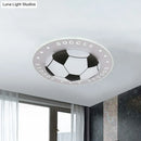 GobekUsa Kids LED Flush Mount Spotlight: 16.5"/20.5" Black/Blue Football Ceiling Lamp with Acrylic Shade