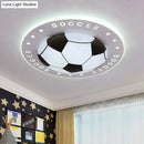 GobekUsa Kids LED Flush Mount Spotlight: 16.5"/20.5" Black/Blue Football Ceiling Lamp with Acrylic Shade