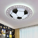 GobekUsa Kids LED Flush Mount Spotlight: 16.5"/20.5" Black/Blue Football Ceiling Lamp with Acrylic Shade
