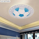 GobekUsa Kids LED Flush Mount Spotlight: 16.5"/20.5" Black/Blue Football Ceiling Lamp with Acrylic Shade