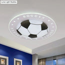 GobekUsa Kids LED Flush Mount Spotlight: 16.5"/20.5" Black/Blue Football Ceiling Lamp with Acrylic Shade
