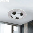 GobekUsa Kids LED Flush Mount Spotlight: 16.5"/20.5" Black/Blue Football Ceiling Lamp with Acrylic Shade