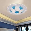 GobekUsa Kids LED Flush Mount Spotlight: 16.5"/20.5" Black/Blue Football Ceiling Lamp with Acrylic Shade
