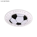 GobekUsa Kids LED Flush Mount Spotlight: 16.5"/20.5" Black/Blue Football Ceiling Lamp with Acrylic Shade