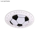 GobekUsa Kids LED Flush Mount Spotlight: 16.5"/20.5" Black/Blue Football Ceiling Lamp with Acrylic Shade