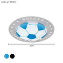 GobekUsa Kids LED Flush Mount Spotlight: 16.5"/20.5" Black/Blue Football Ceiling Lamp with Acrylic Shade
