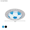 GobekUsa Kids LED Flush Mount Spotlight: 16.5"/20.5" Black/Blue Football Ceiling Lamp with Acrylic Shade