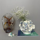 GobekUsa Handmade Porcelain Fold Pattern Vase - Home Decoration & Floral Arrangement