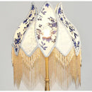 GobekUsa Blue & White Porcelain Floral Lampshade with Pearl Tassel