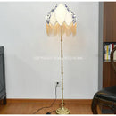 GobekUsa Blue & White Porcelain Floral Lampshade with Pearl Tassel
