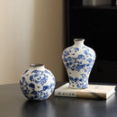 GobekUsa Blue & White Porcelain Gourd Teapot Vase - Chinese Retro Flower Arrangement Accessories